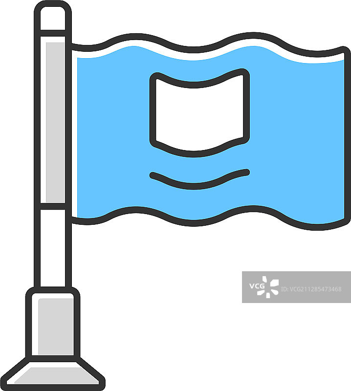 金属旗杆上的小型挥舞旗帜彩色图标图片素材