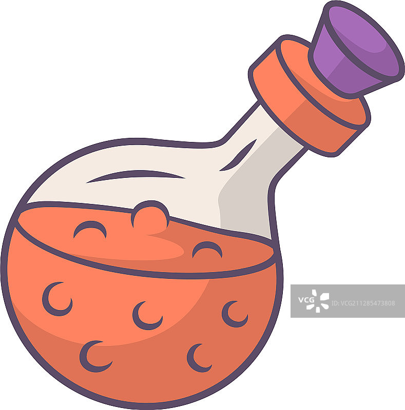 橙色魔法药水瓶炼金术图标图片素材