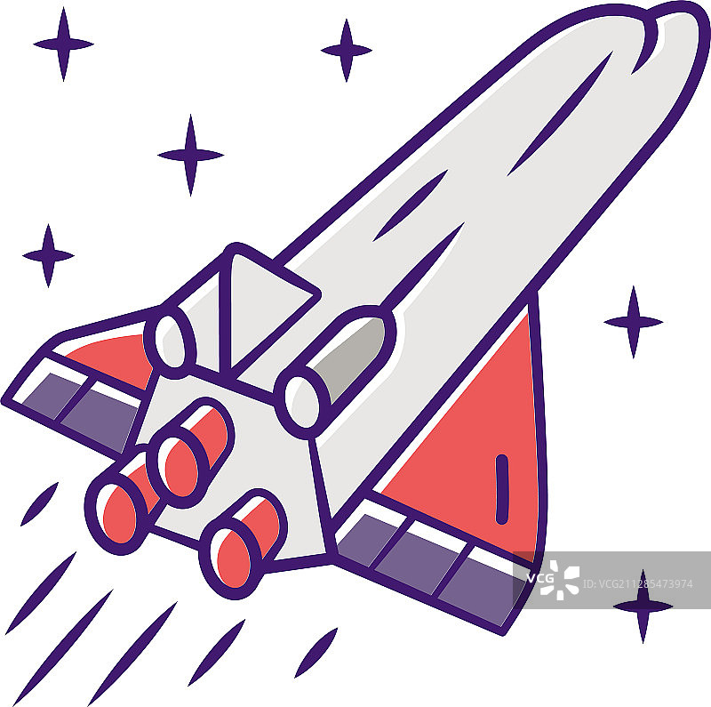 宇宙飞船彩色图标：飞行航天器图片素材