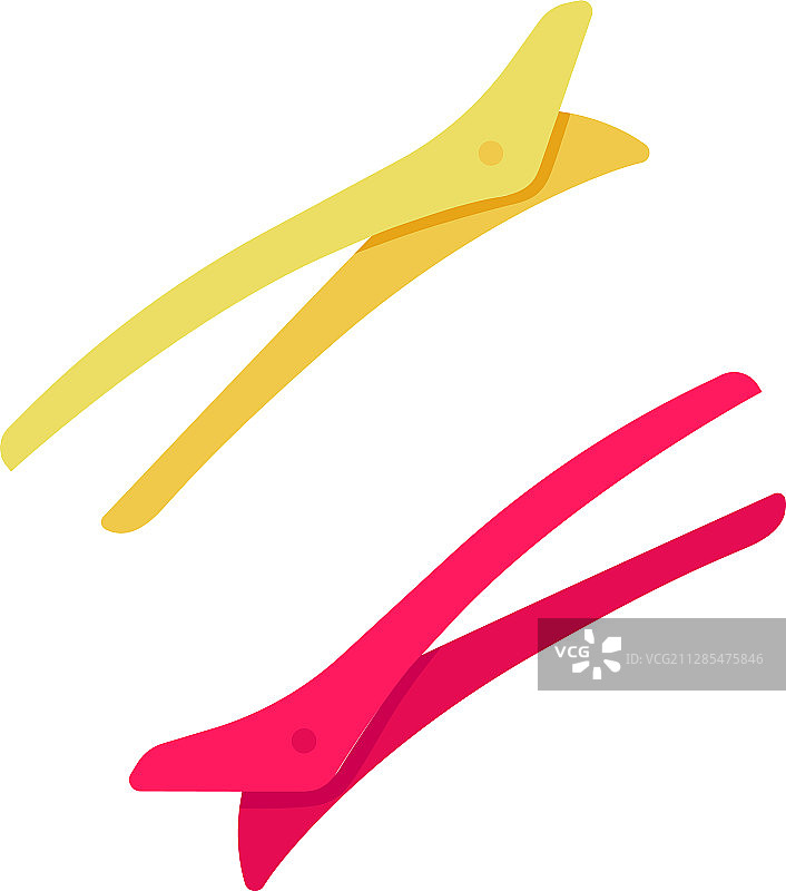 发夹扁平设计长阴影彩色图标图片素材