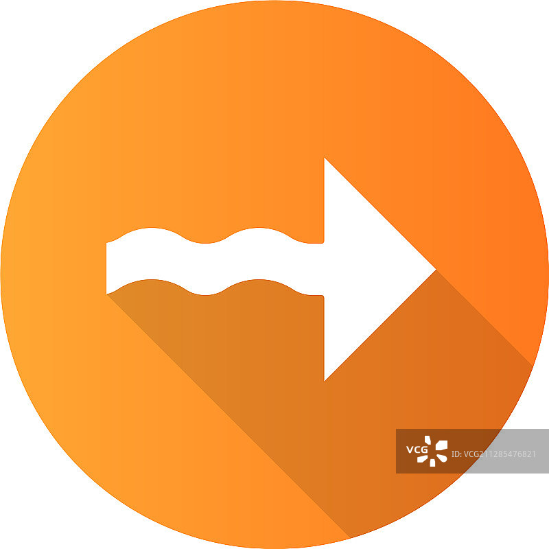 波浪箭头扁平设计长阴影标志图标图片素材