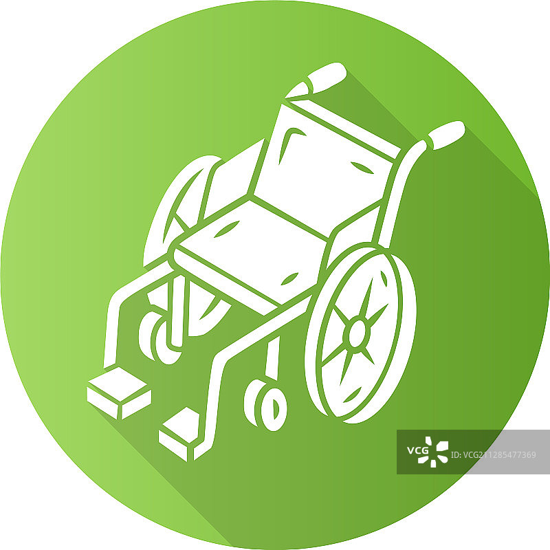 手动轮椅扁平设计长阴影glyph图片素材