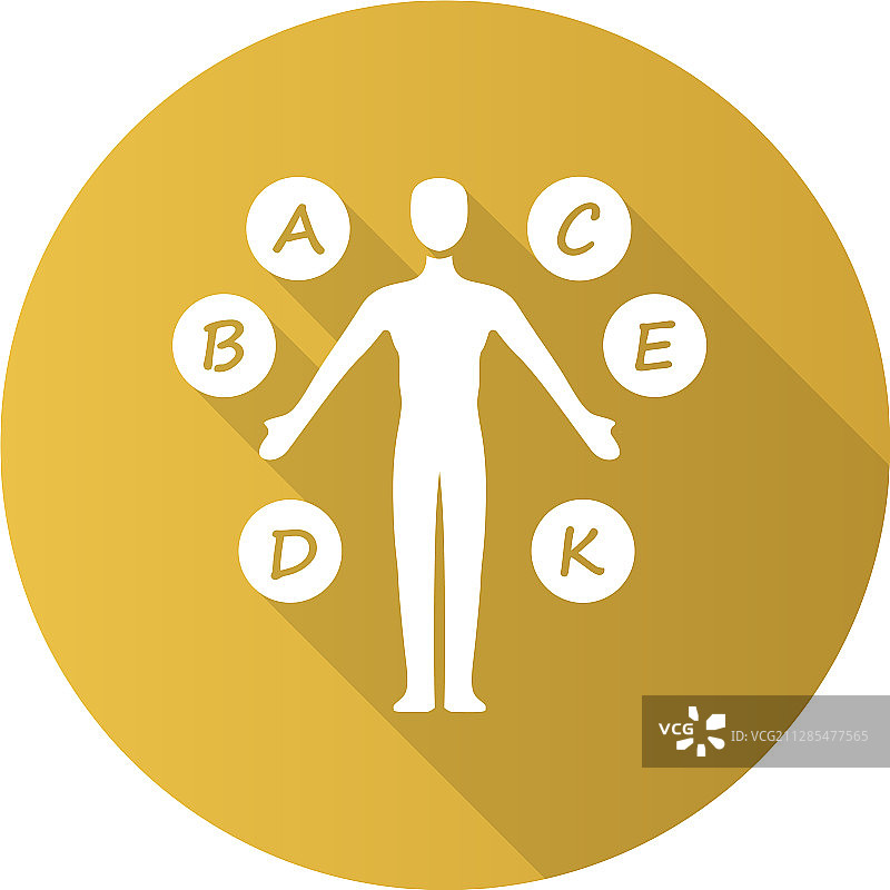 人体维生素黄色扁平设计长阴影图片素材