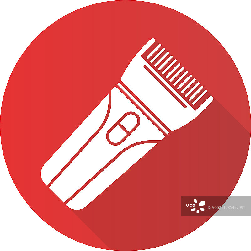 理发推子扁平设计长阴影字形图标图片素材