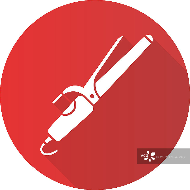 卷发器扁平设计长阴影glyph图标图片素材