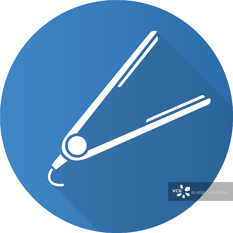 直发器扁平设计长阴影字形图片素材