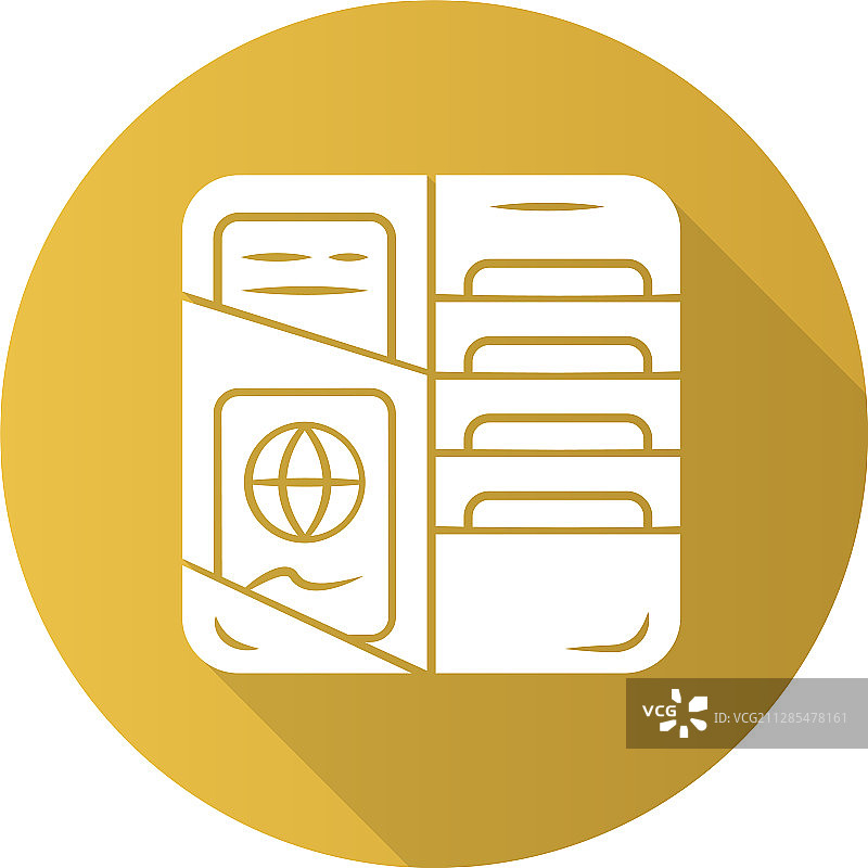 护照钱包扁平设计长阴影字形图片素材