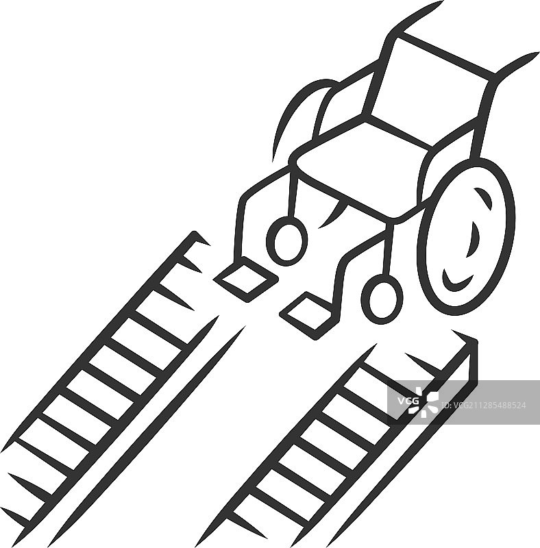 轮椅坡道线性图标，适用于身体不便人士图片素材