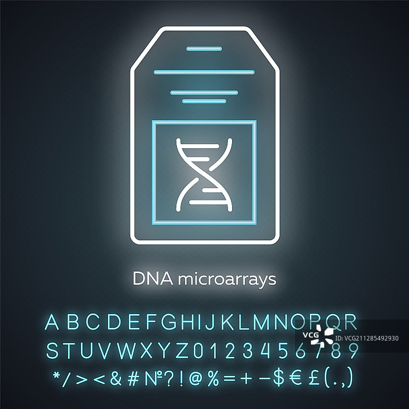 DNA微阵列霓虹灯图标DNA芯片图片素材