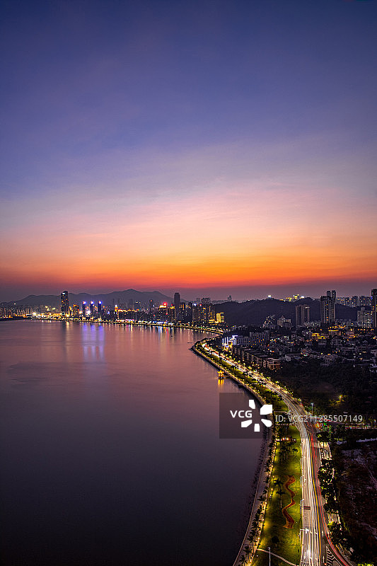 珠海情侣路晚霞图片素材