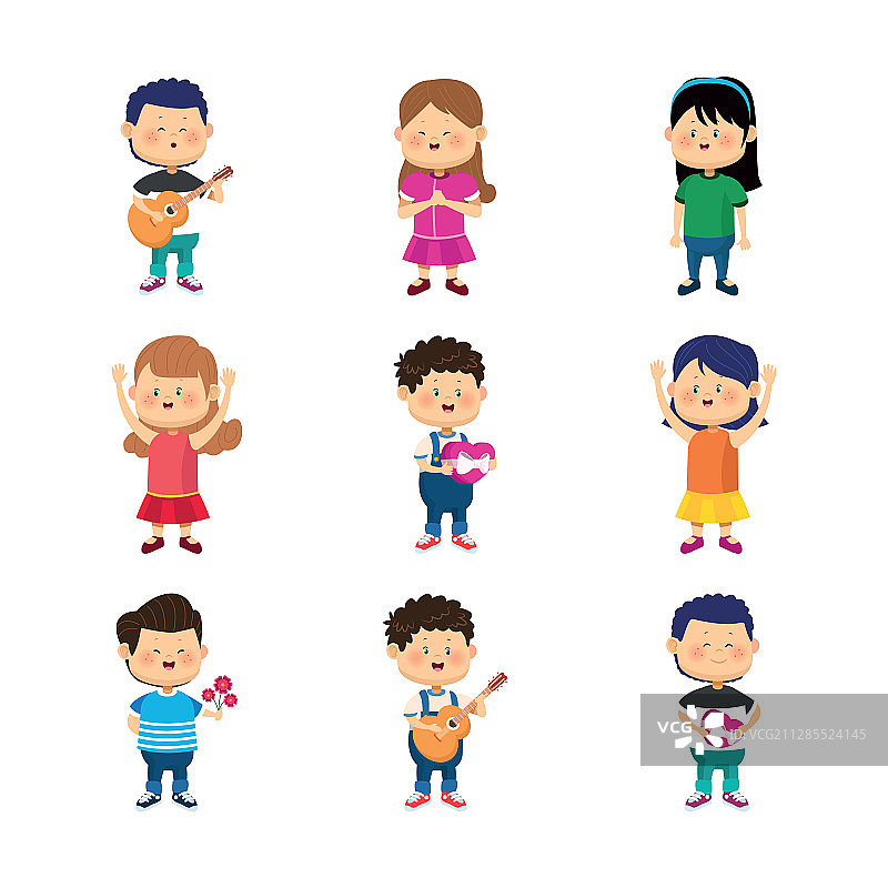 卡通快乐儿童微笑图标集图片素材