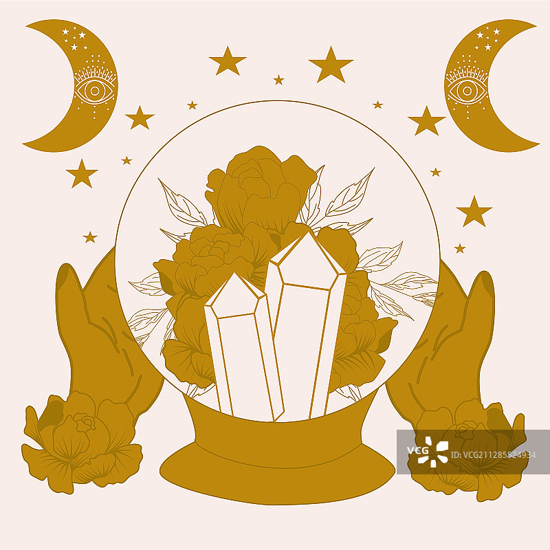 金色手捧鲜花宝石图片素材