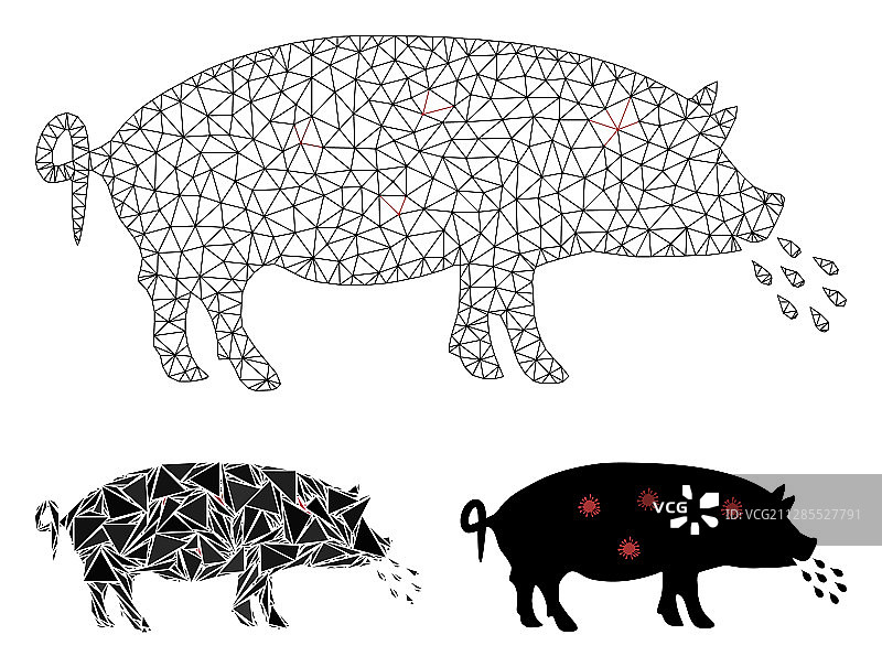 猪瘟网格线框模型图片素材