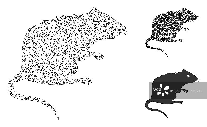 老鼠网状线框模型和三角形图片素材