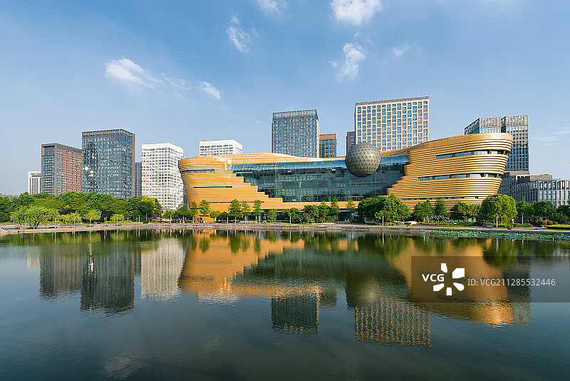 浙江杭州钱塘江西湖萧山雷峰塔城市风光图片素材