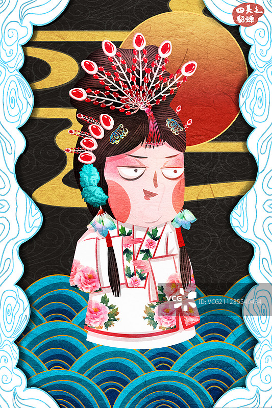 国潮风京剧角色旦角四大美人貂蝉插画图片素材