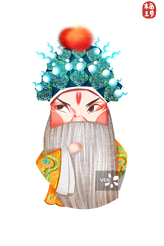 国潮风京剧角色末角王爷插画图片素材