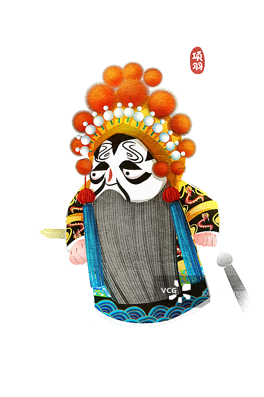 国潮风京剧角色花脸项羽插画图片素材
