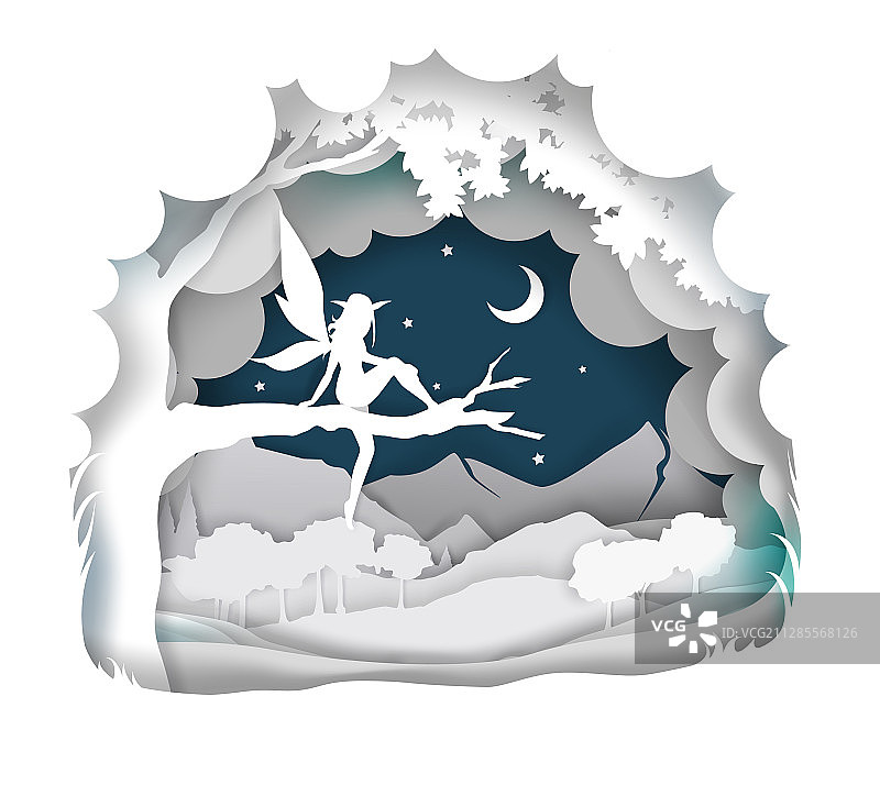 纸艺风格的可爱仙女图片素材