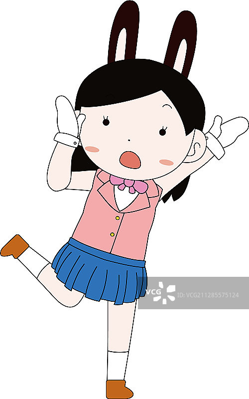 水手服兔子装扮的女孩图片素材