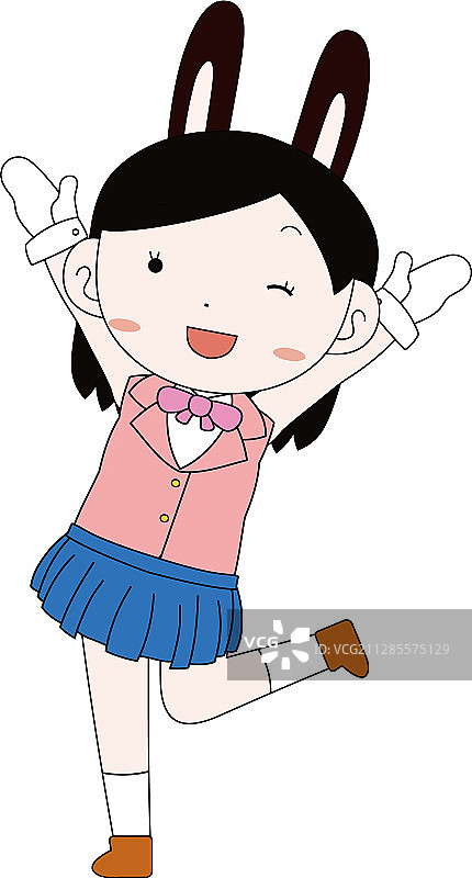 水手服兔子装扮的女孩图片素材