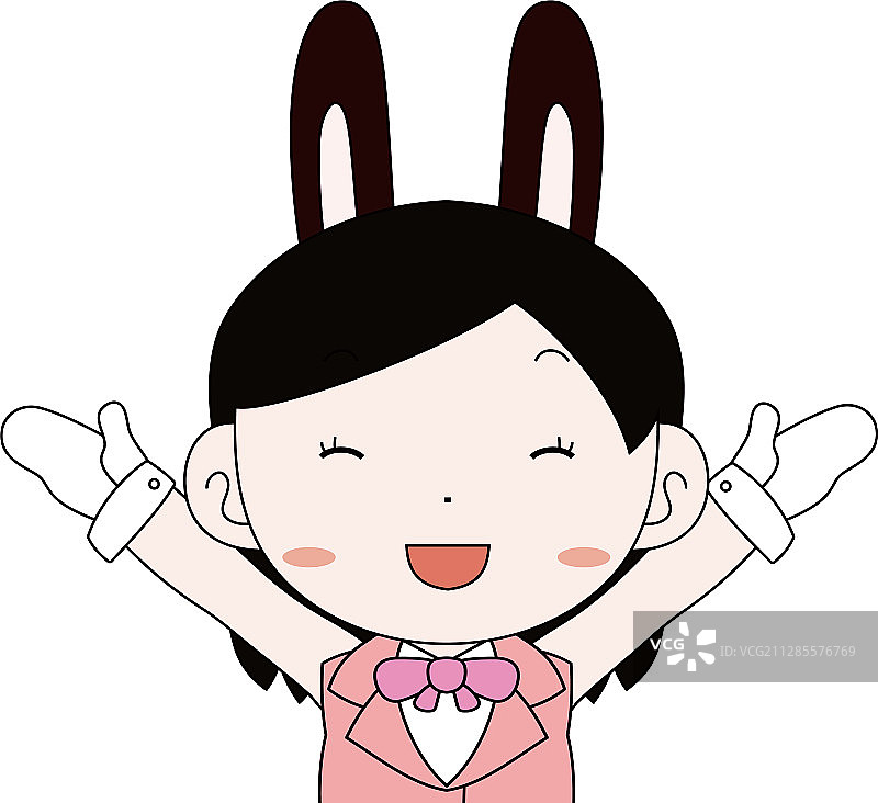 水手服兔子装扮的女孩图片素材