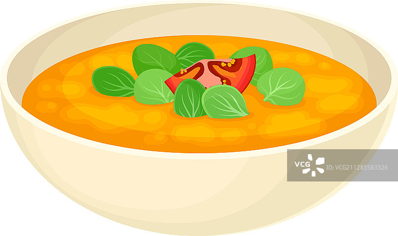 深碗盛着的菠菜浓豌豆汤图片素材