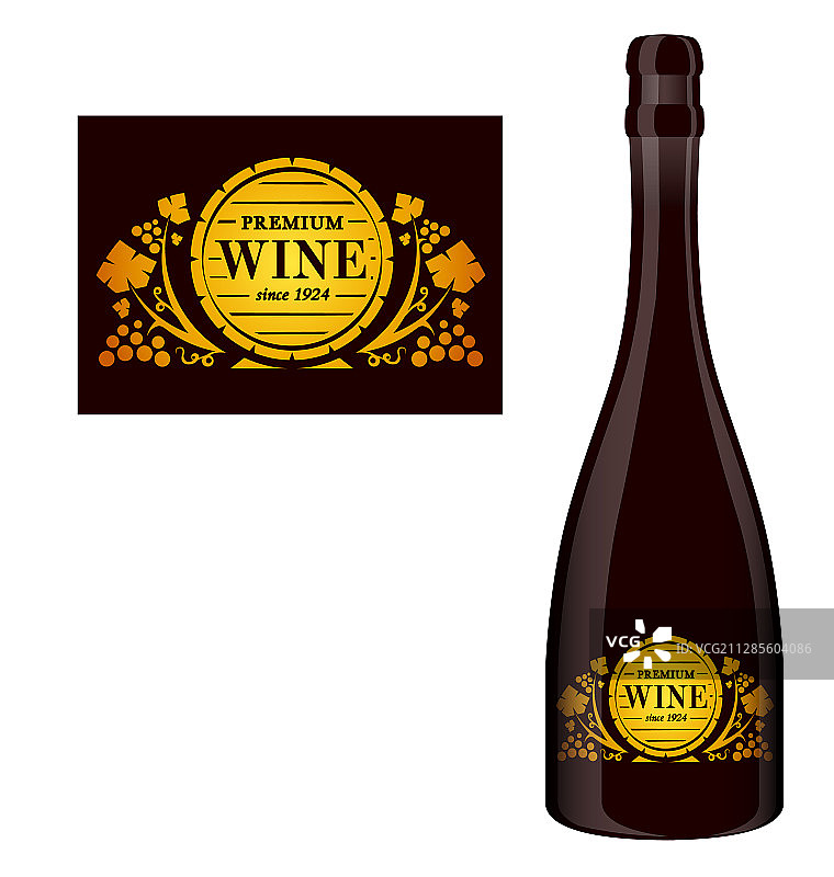 葡萄酒瓶标签图片素材