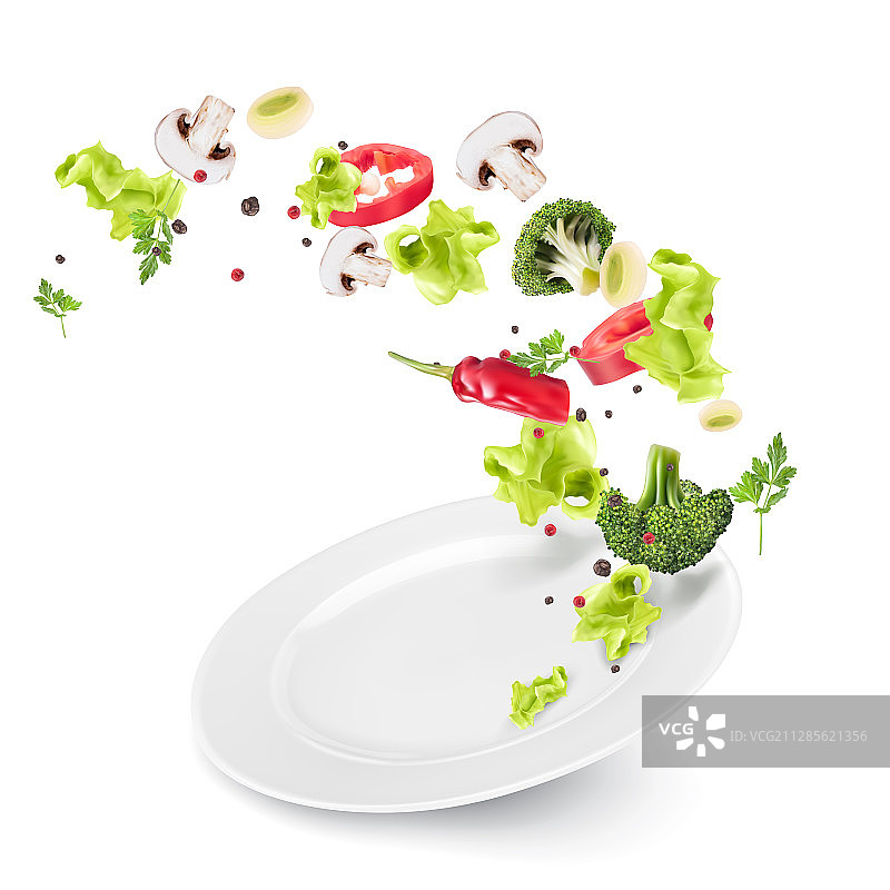 飞舞的蔬菜和生菜图片素材