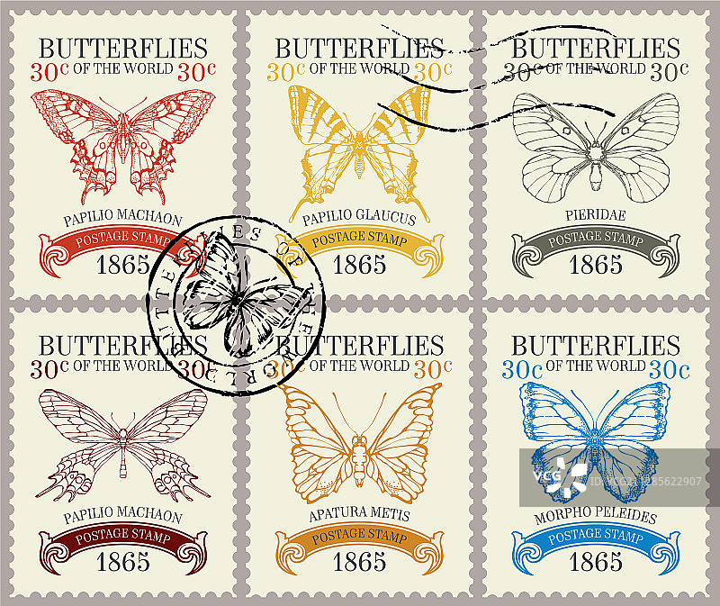 各种复古邮票图片素材