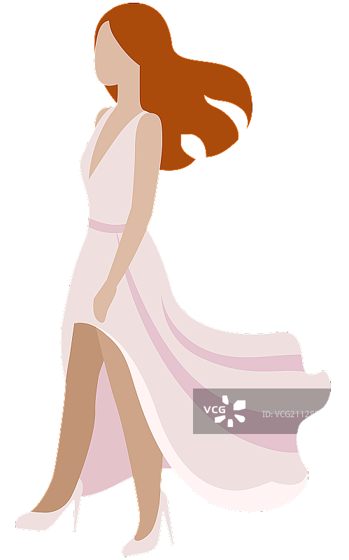 穿着飘逸长裙的长发女人图片素材