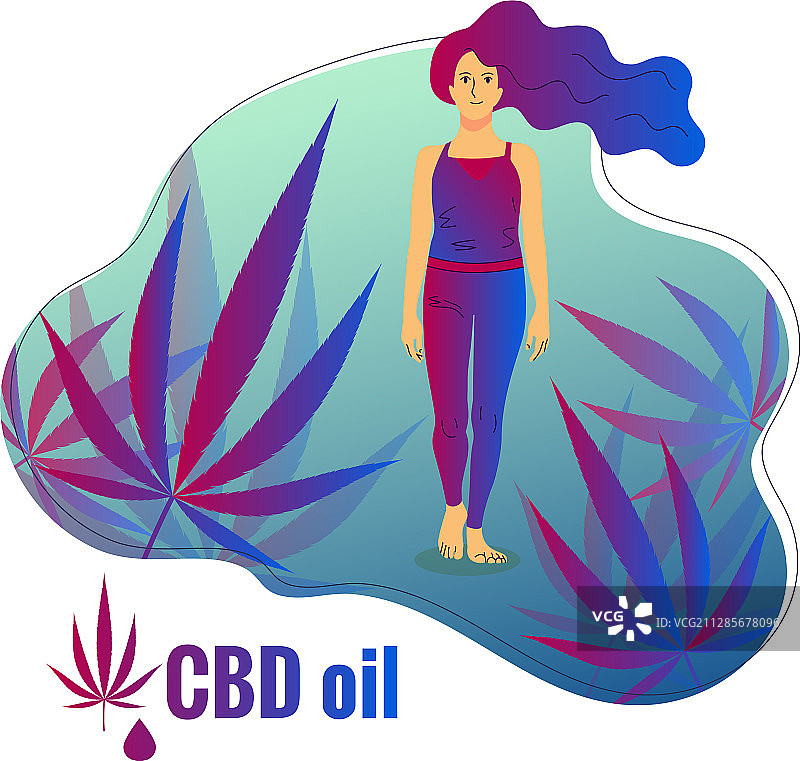 含大麻叶和CBD油字样的logo图片素材