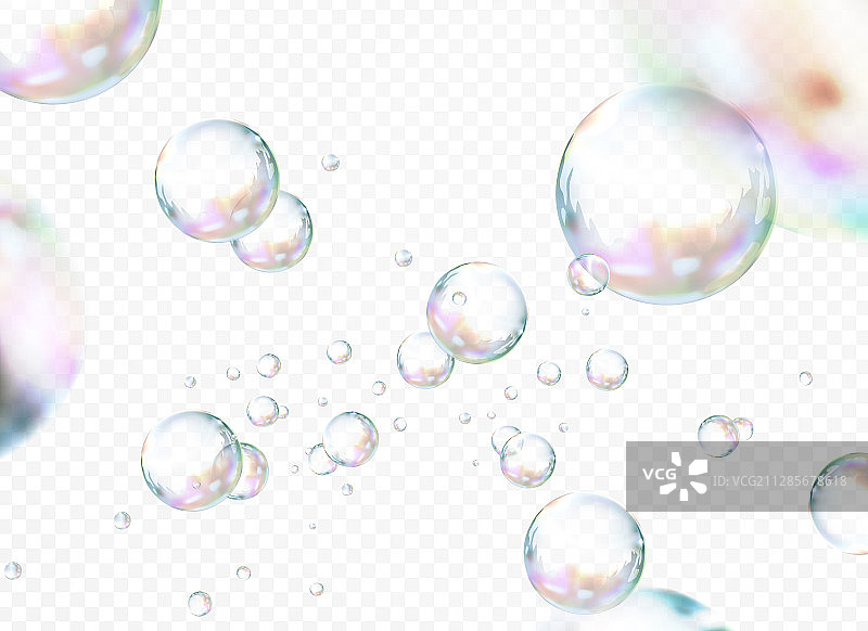 透明背景上的彩虹泡泡图片素材