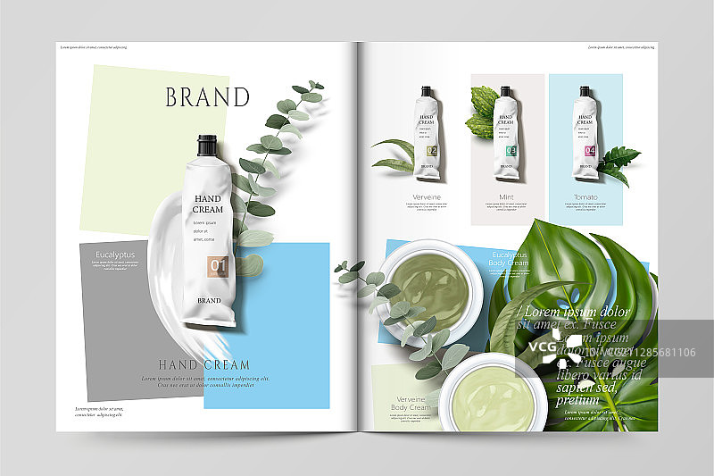 草本植物护肤品杂志图片素材