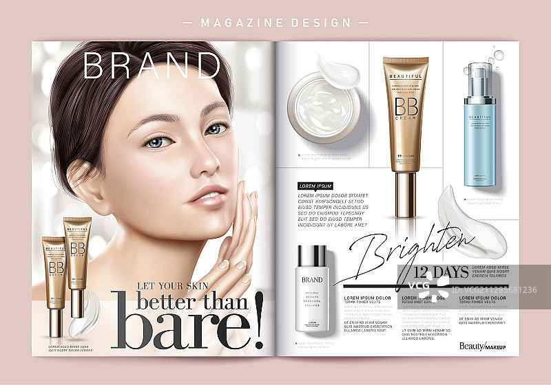 美妝雜誌目錄與美麗模特兒图片素材