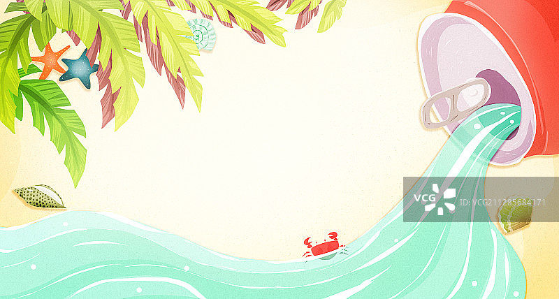沙滩背景插画图片素材