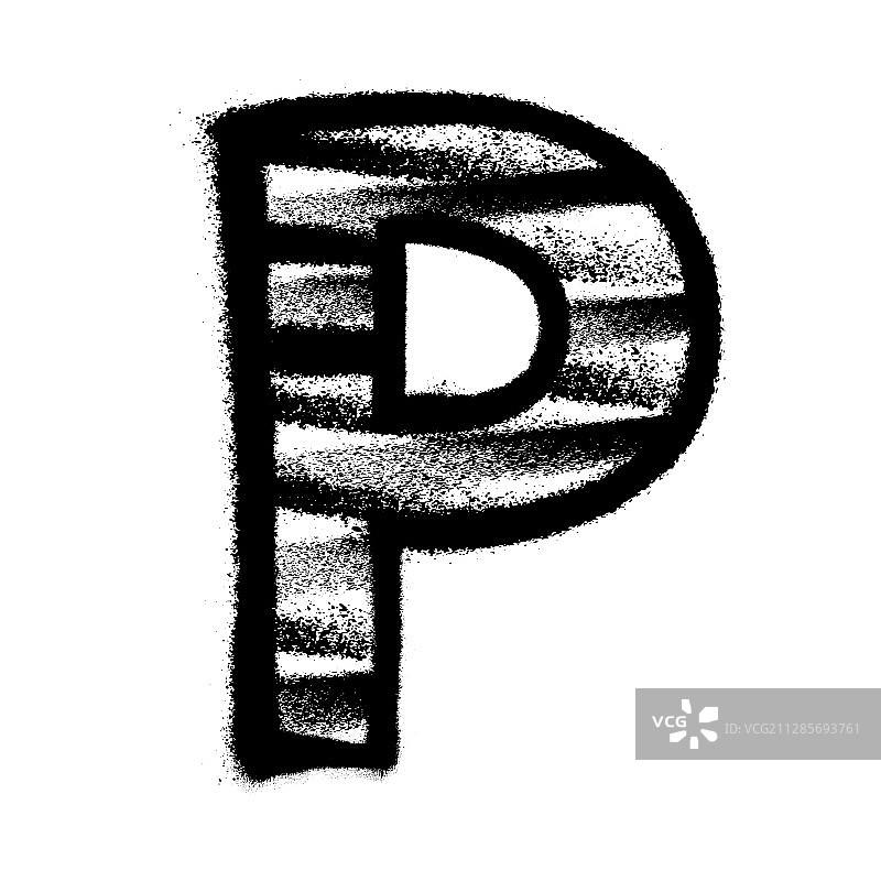 字母P涂鸦喷绘线条图片素材