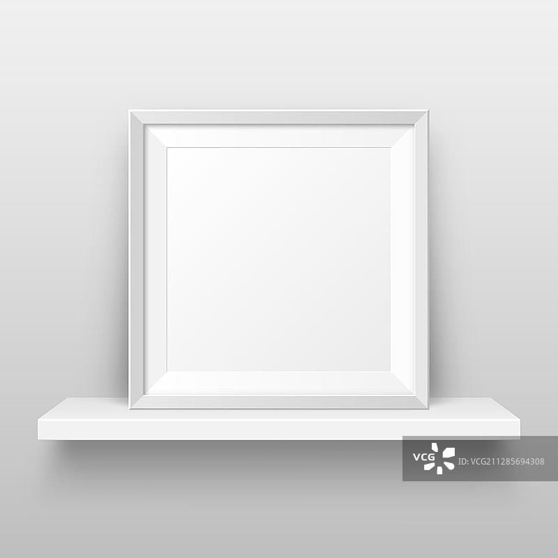 逼真墙壁置物架与空相框图片素材