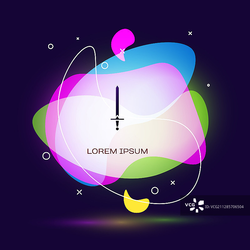 黑色中世纪剑图标，蓝色背景图片素材