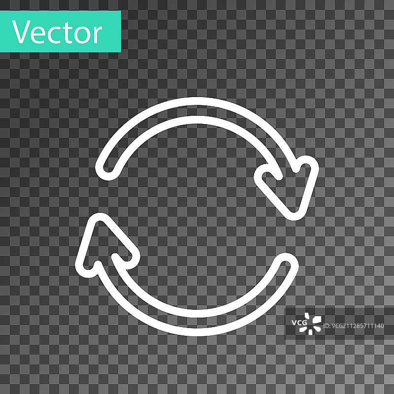 透明背景上的白色线条刷新图标图片素材