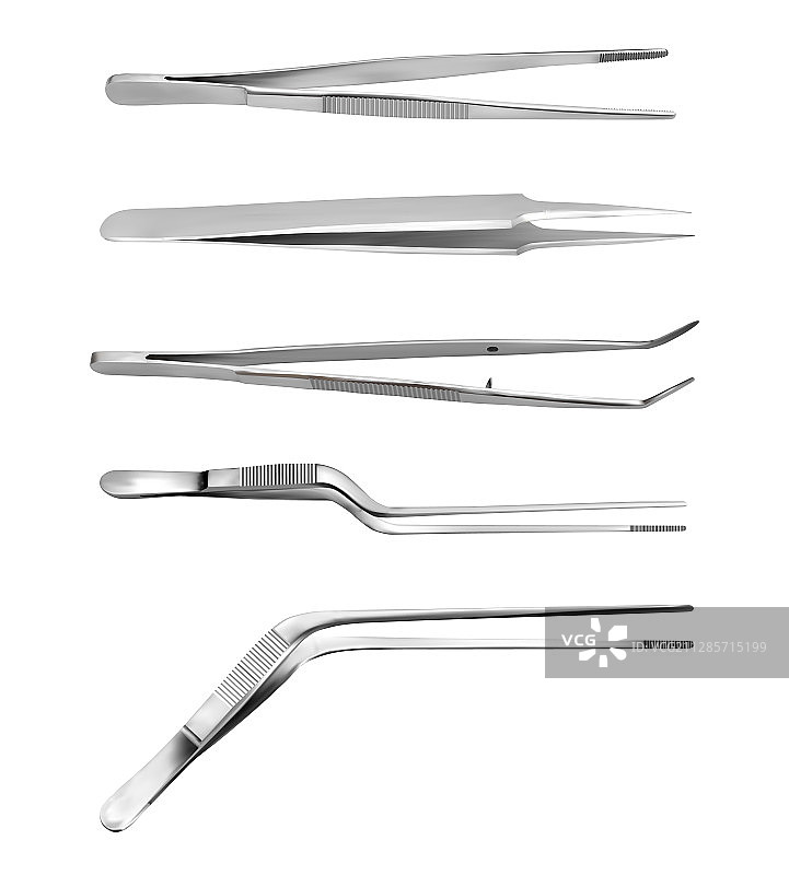 长柄锯齿弯头镊子图片素材