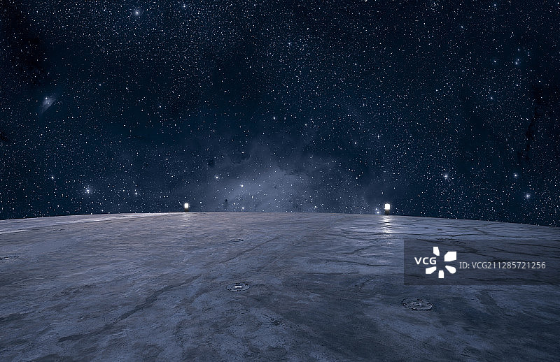 星空下的顶楼机场停机坪图片素材