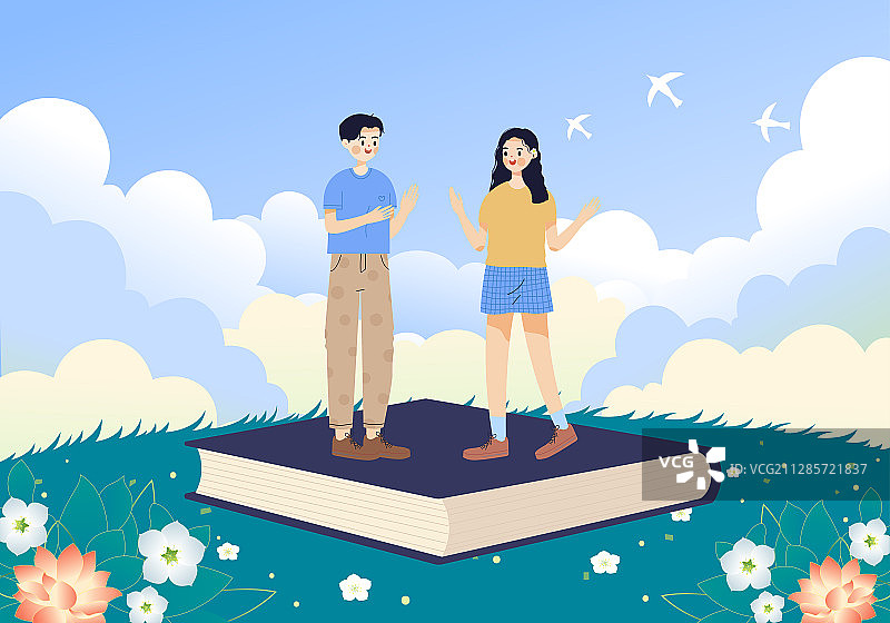 学生学习教育读书卡通插画图片素材