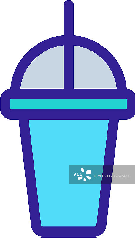 玻璃杯中鸡尾酒轮廓图标图片素材