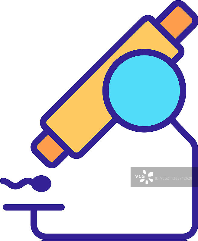 显微镜与精子图标独立轮廓图片素材