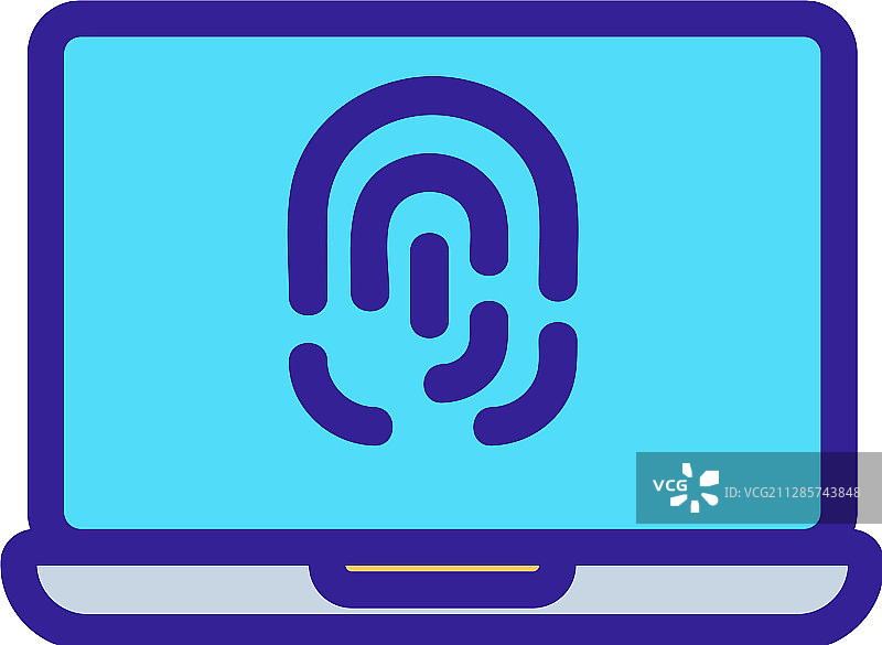 笔记本电脑指纹识别轮廓图标图片素材