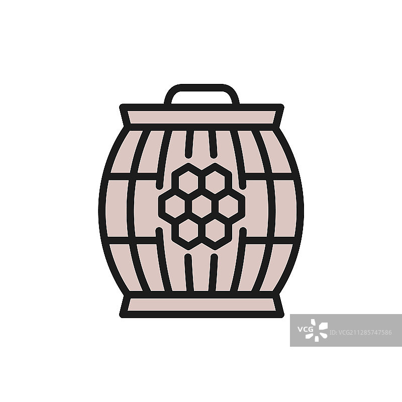 蜂蜜木桶扁平线条图标图片素材