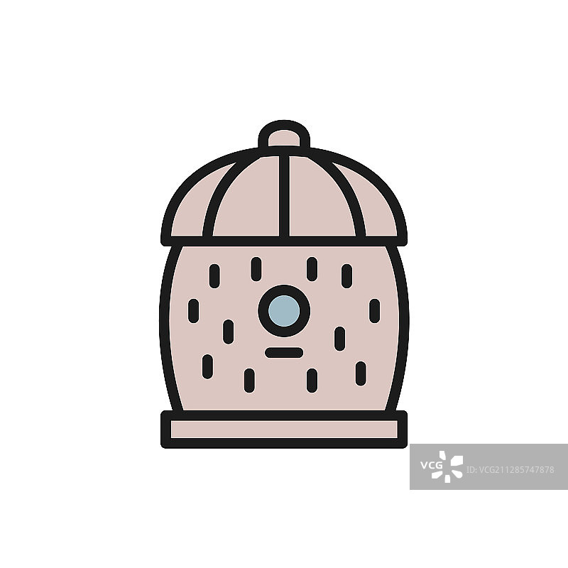 蜂箱蜂巢彩色线条图标图片素材