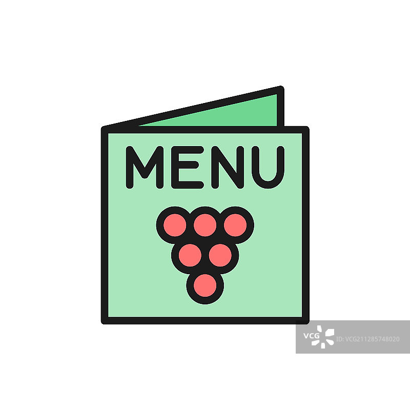菜单酒单扁平风格线性图标图片素材