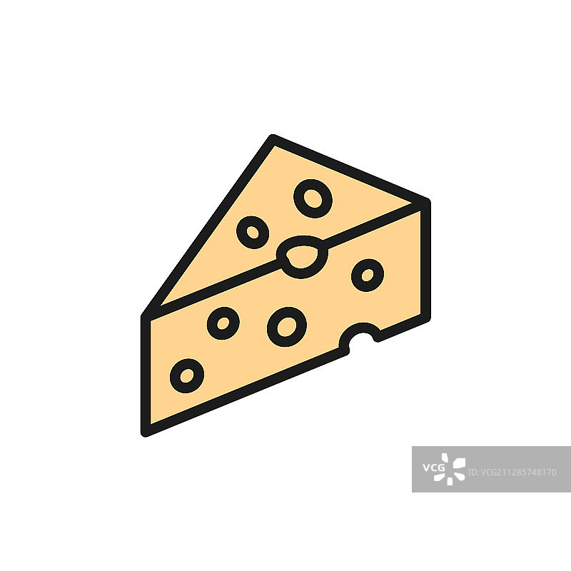 带孔奶酪扁平色块图片素材